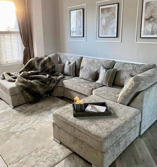 Premium Gray L-shaped Sofa with Spring Cushions