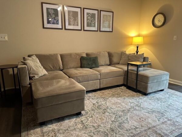 Premium Gray L-shaped Sofa with Spring Cushions - Image 2