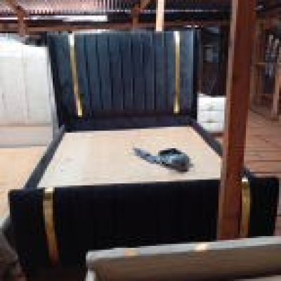 5by6 chester bed modified with Golden Ribbons-Pure black Fabric